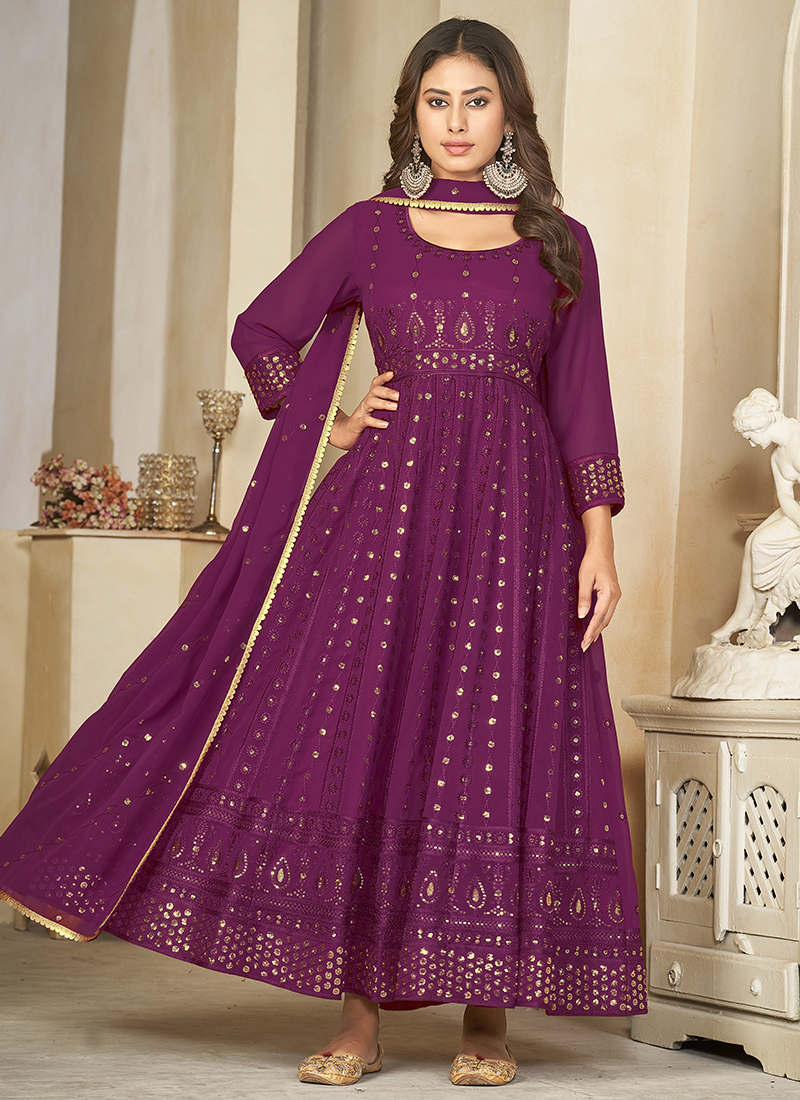 Magenta anarkali suit hotsell